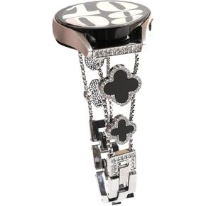 for Samsung Galaxy Watch 7 6 5 4 FE Band 40mm 44mm, 20mm Watch Band,Four Leaf Clover Women Bling Diamond Band for Samsung Galaxy Watch 6 Classic 4 Classic 5 Pro Active 2 43mm 47mm 42mm 46mm