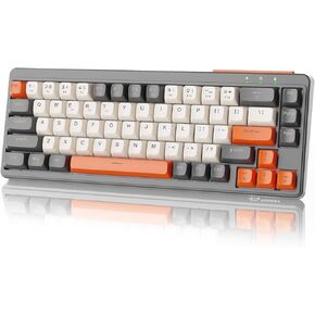 MANBASNAKE 60% Wireless Gaming Keyboard Tri-Modes 2.4GHz/BT/USB-C Wired Rechargeable Backlit 67 Keys Tri-Color PBT keycaps Mechanical Feeling Ultra-Compact Keyboard for PC Laptop Grey