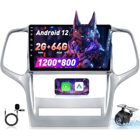 Car Radio Stereo for Jeep Grand Cherokee 2011-2013: Upgrade with 2+64G Wireless Carplay Android Auto 1280 * 800 Touch Screen Headunits Bluetooth GPS NavigationWiFi FM AHD Backup Camera