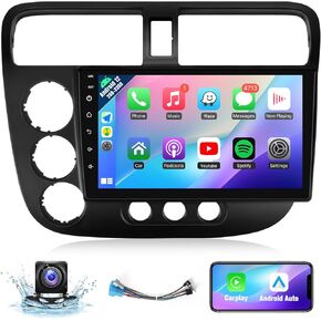 Naifay Android 12 Car Stereo for Honda Civic 2001 2002 2003 2004 2005 Wireless Carplay Android Auto, 9 inch IPS Touch Screen for Civic Car Radio Bluetooth FM Audio Receivers GPS WiFi SWC Backup Camera