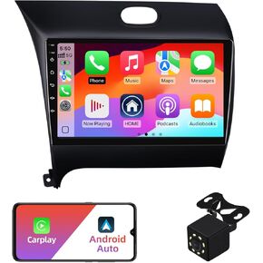 2+32G Android 12 Double Din Car Stereo for Kia K3 Cerato 3 Forte 2013-2015 with 9 Inch Touchscreen Radio Built-in Wireless Carplay/Android Auto/GPS/Bluetooth/FM/AUX-in/SWC/Backup Camera