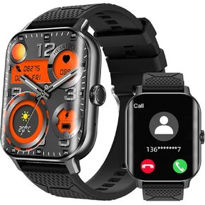 Smart Watch for Men Women Answer/Make Call 2.01 Amoled Fitness Tracker with 24/7 Heart Rate Blood Oxygen Blood Pressure Sleep Monitor IP68 Waterproof Smartwatch for iOS Android Phones Pedometer