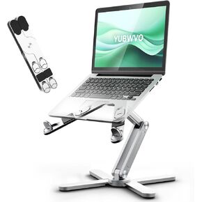 Laptop Stand with 360 Rotating Base, Computer Notebook Laptop Riser Metal Holder for Desk Collaborative Work, Fully Foldable for Easy Storage, Fits All MacBook, Laptops up to 16 inches