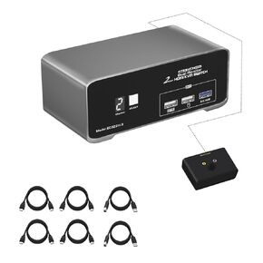 HDMI KVM Switch for 2 Computers 2 HDMI Monitors 4K@60Hz USB 3.0 with Remote