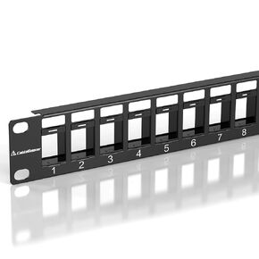 CableGeeker 24 Port Blank Keystone Patch Panel with Snap-in Design, Cat6 Network Patch Panel 1U 19 inch, Rackmount or Wall Mount Ethernet Patch Panel with Cable Management