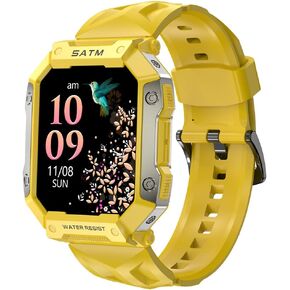 Smart Watch for Men Women, Fitness Tracker with Blood Pressure Heart Rate Monitor, 1.92 Inch Touchscreen IP68 Waterproof Bluetooth Call Rugged Fitness Watch for Android iOS Phone (Yellow)