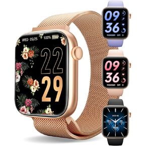 Smart Watch للرجال/النساء ، 1.85 "شاشة تعمل باللمس ، ومكالمات إجراء/إجابة ، ومتتبع اللياقة مع معدل ضربات القلب ، وأكسجين الدم ، والأوضاع الرياضية ، والساعات المقاومة للماء متوافقة مع Android & iPhone (4 فرق مشاهدة) in Kuwait