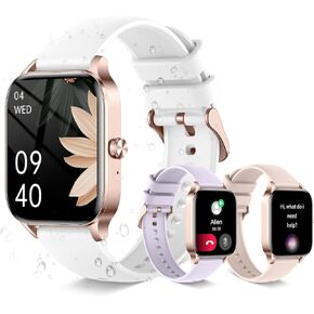 Android Smart Watch For Women(Answer/Make Calls) 1.85''Full Touch Screen Fitness Tracker Pedometer/Calories/ 100+ Sports Modes Waterproof Smart Watch AI Voice/DIY Watch Face/Heart Rate/Sleep Monitor