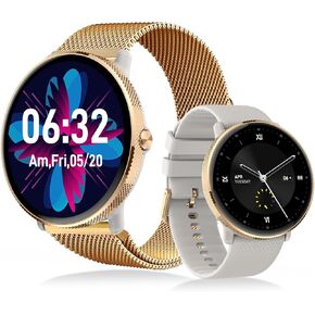 Goodatech 1.43" SmartWatch for Men and Women with Phone Call, IP68 Waterproof, Smart Watch,Fitness Tracker,Compatible with iOS and Android (Gold)