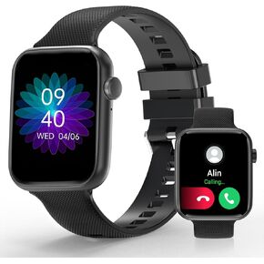 Smart Watch(Answer/Make Call), 1.85" Smartwatch for Men Women, Fitness Activity Tracker, Heart Rate Blood Pressure Sleep Monitor, Pedometer, Smart Watches Compatible with Android iOS, Black