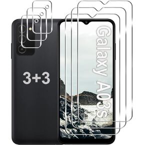 [3+3 Pack] Galaxy A03s Screen Protector + Camera Lens Protector, HD Tempered Glass Film, 9H Hardness, Scratch Resistant, Easy Installation, Bubble Free, Screen Protector for Samsung Galaxy A03s