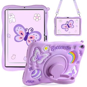 للحصول على علبة iPad 10th Generation Case Butterfly iPad مع حزام الشاشة حزام الكتف Kickstand iPad 10.9 بوصة لوحي مع قوس قابلة للطي 360 درجة لـ iPad 10th Gen 2022 Cover
