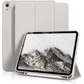 Aoub Case for iPad 10th Generation 10.9 inch 2022 with Pencil Holder, Auto Sleep/Wake, Slim Lightweight Trifold Stand Smart Cover, Support Touch ID & Soft TPU Back Case for iPad 10th Gen, Gray