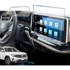 2 Pack Screen Protector For Volkswagen Atlas 2024 2025,12" infotainment & 10.2" Instrument Cluster Tempered Glass Film For VW Atlas/Atlas Cross Sport SE/SEL/SEL R-Line Accessories