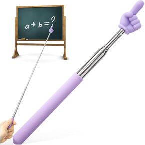 Retractable Teacher Pointers, Mini Portable Finger Pointer Stick, Cute Pointing Finger Stick Teach Supplies for Classroom Reading- Purple