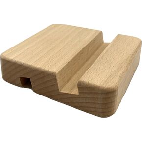 Beech Wood Phone Stand, Double Slot, 2 x 8 x 8 cm