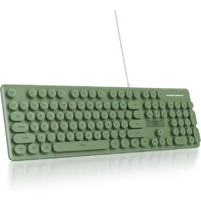 Typewriter Keyboard 104-key Punk Gaming Retro Keyboard LED Ice Blue Backlit Cute Keyboard with Wired USB Suitable for PC/Win/Mac/Laptop Computer Keyboard(Dark Green)