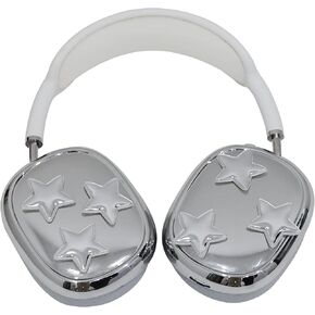 Case Cover for AirPods Max,TPU Cute Cool Soft Case,Silver Cubic Little Star Earcup Cover for Apple AirPods Max for Women Accessories Protective Cover(Little Star,Silver)
