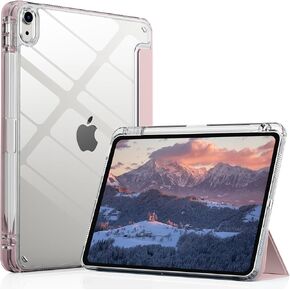Case for iPad Air 11 Inch M2 2024 and iPad Air 6th 5th 4th Generation 10.9 Inch 2024 2022 2020, Full Crystal Clear Back Case TPU Protective Shell with Slot for Pencil, Pink
