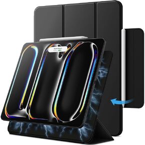 JETech Magnetic Case for iPad Pro 13-Inch M4 (2024), Support Pencil Pro and Pencil (USB-C), Powerful Magnet, Slim Trifold Stand Tablet Cover with Auto Wake/Sleep (Black)