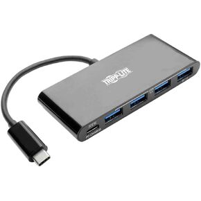 Tripp Lite USB C Hub Adapter Converter Portable w 4x USB-A & USB Type C PD Charging Thunderbolt 3 USB-C Black (U460-004-4AB-C)