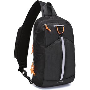 MOSISO Sling Bag RFID Crossbody Sling Backpack for Women Men, Anti Theft Travel Hiking Daypack with Front Mesh Pocket One Shoulder Chest Bag, Black