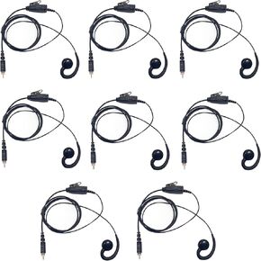 WODASEN 8 Pcs CLP1010e Earpiece CLP1080e Earpieces C-Swivel Radio Ear Piece with Mic PTT G-Shaped 1010e 1080e Headset for Motorola CLP1040e CLP1083e CLP446e CLPe446 CLPe Plus Walkie Talkie (8 Packs)