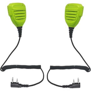 2 Pin Speaker Mic Walkie Talkie Microphone Shoulder Mic Ptt Handheld Hand Mic for Baofeng Retevis Kenwood 888s bf-888s uv-5r ar152 2way Radios(IP56 Waterproof,2Pack) (Green)