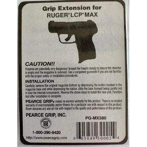 Pearce Grip Extension for Ruger LCP MAX 380 Pistol, Black PG-MX380