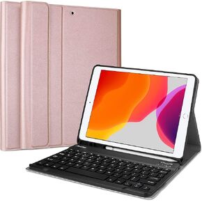 ProCase Keyboard Case for iPad 10.2 9th Gen 2021/ 8th Gen 2020/ 7th Gen 2019/ iPad Air 10.5" 2019 / iPad Pro 10.5 2017, Wireless Magnetically Detachable Keyboard Case, Auto Sleep/Wake-Rosegold