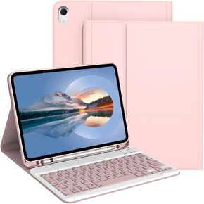 Keyboard Case for iPad 10th Generation 10.9 Inch 2022 [Magnetic Detachable Wireless Keyboard][Support 3 System] Flip Stand Case with Pencil Holder for iPad 10.9" 10th Gen, Pink