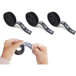 Self-Gripping Perforated Roll Cable Ties by Wrap-It Storage - 3 Pack of 12' x .75" Rolls Black - Cord Organizer for Appliances and Home Office Cables