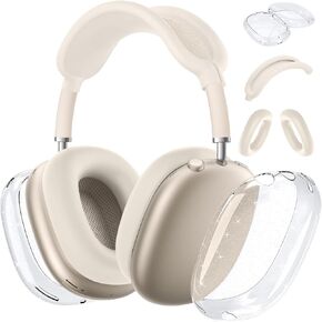 for AirPods Max case Cover(2024/2020),Anti-Scratch Ear Pad Case Cover/Ear Cups Cover/Headband Cover for AirPods Max(USB-C/Lightning). Clear Soft TPU and Silicone,Skin Scratch Proof.
