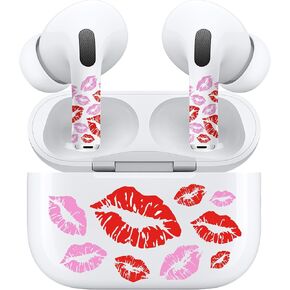 ROCKMAX Pink Lips Sticker for AirPods Pro 2nd Generation, Fashion Decal Skin Accessories for Earpods and Charging Case, Earbuds Case Cover Wrap for Girls and Women Birthday, with Cleaning Kits