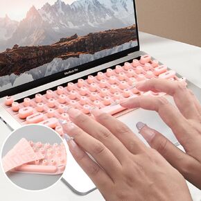 Keyboard Cover for Long Nails, Perfectly Compatible with 2021-2024 MacBook Pro 14/16, MacBook Air 13/15.Raised Silicone Keyboard Cover - Ideal for Office & Study Use (Pink)