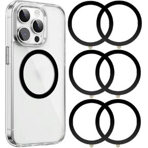 for MagSafe Ring Sticker,Universal Metal Ring Compatible with MagSafe Accessories,for iPhone/Samsung/Google Phone Case,Work with Magnetic Wireless Charger/Wallet/Car Mount/Ring Holder,6Black