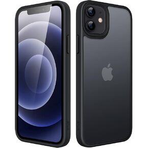 JETech Matte Case for iPhone 12/12 Pro 6.1-Inch, Shockproof Military Grade Drop Protection, Frosted Translucent Back Phone Cover, Anti-Fingerprint (Black)