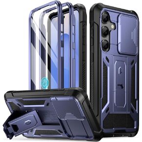 Poetic Spartan Case for Galaxy S25+ Plus 6.7", [Slide Camera Cover] [Screen Protector Works with Fingerprint ID] Military Grade Rugged Shockproof S25 Plus Phone Case with Kickstand, Midnight Blue