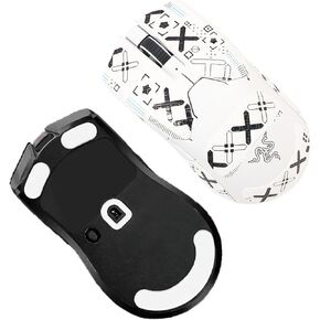 Mouse Grip Tape Full Coverage for Razer Viper V2 Pro,NOUKAJU Rounded Curved Edges Mouse Feet Skates,Self-Adhesive PreCut Sweat-Resistant Professional Mice Upgrade Kit(Foot pad + White Mouse Grip Tape)