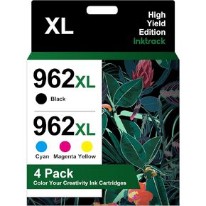 962XL 962 XL Ink Cartridges Combo Pack Replacement for HP 962 962 XL Ink Cartridges Black and Color for HP OfficeJet Pro 9010 9012 9015 9018 9019 9020 9025 Printer(1BK/1C/1M/1Y, 4 Pack)