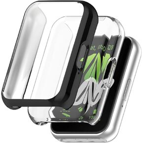 2 Pack NOOETAH TPU Sceen Protector Case Cover Compatible for Samsung Galaxy Fit 3 Watch (Black+Clear)