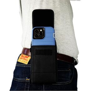 Nylon Phone Pouch for iPhone 16 Pro Max, iPhone 15 14 13 12 11 Pro Max,16 15 Plus Rugged Holster, Belt Clip Holder, Compatible W/Otterbox Defender/Commuter Cases On