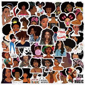 60Pcs Black Girl Stickers for Planners and Journals Gifts Black Women Vision Board Laptop Decals for Hydro Flask Laptop Water Bottle Stickers for Kids Toddlers Teens Girls Adults (Black Girl)