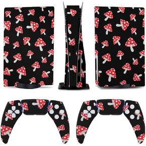 Cute Cartoon Mushrooms 5 Skin Controller Accessories Cover Skins Anime Vinyl Cover Sticker Full Set for 5 Disc Edition