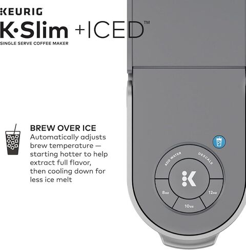 شركة Keurig K -Slim Plus Iced Coffee Maker (رمادي) ، ومرر قهوة مثلج من أجل المنزل - نظام المشروب السريع - تصميم لتوفير الفضاء - حزمة بأحجام الأحجام 3 مع قرون مشوية متوسطة وأكواب تنظيف (3 عناصر) in Kuwait