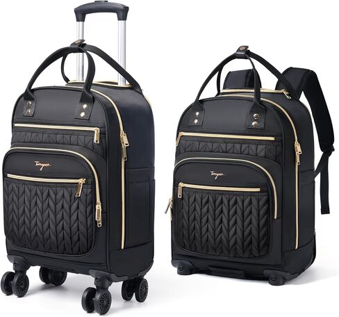 Rolling Backpack for Women, Large Travel Backpack with Wheels, Carry on Flight Approved 17 Inch Wheeled Laptop Backpack for Travel, Work Business Overnight Roller Bag, Black in Kuwait