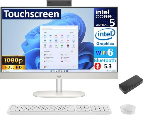 HP All-in-One 24 All-In-One 23.8 "شاشة تعمل باللمس FHD (Intel Ultra 5 125U ، 16GB DDR5 ، 4TB PCIE SSD ، Intel Graphics ، WiFi 6 ، Webcam ، Bluetooth 5.3 ، Win 11 Home) قفص الاتهام in Saudi Arabia
