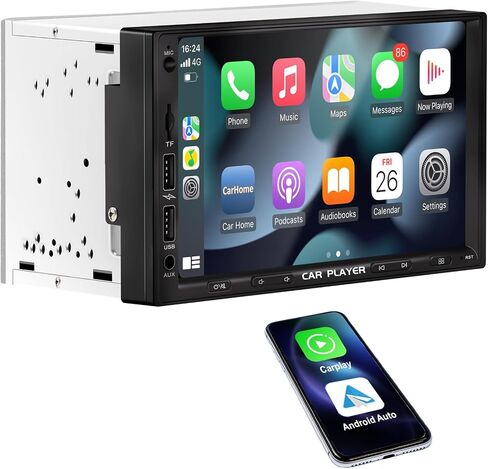 [جديد] Y-metrived 7 بوصة مزدوجة DIN Apple Car Carperio In-Dsah Navigation ، و Carplay و Android Auto ، وراديو سيارة Bluetooth مع منفذين USB ، TF ، AUX ، شاشة اللمس HD in Kuwait
