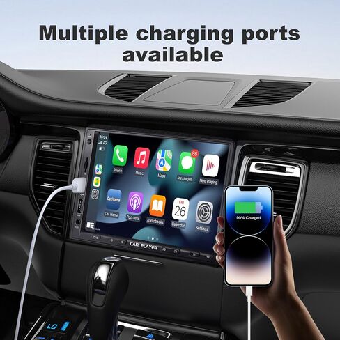 [جديد] Y-metrived 7 بوصة مزدوجة DIN Apple Car Carperio In-Dsah Navigation ، و Carplay و Android Auto ، وراديو سيارة Bluetooth مع منفذين USB ، TF ، AUX ، شاشة اللمس HD in Kuwait