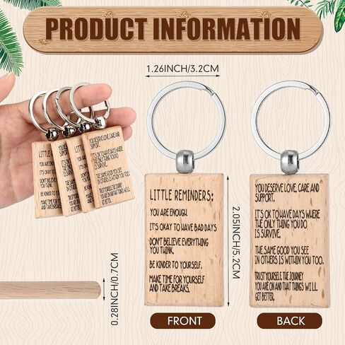 Landical 20 PCS Wood Little Reminders Keychain Bulk Affirmation Motivational Quotes Inspirational Key Chain Positive Self Love Mental Health Gift for Women Men Friends Coworkers Teens Boys Girls in Kuwait